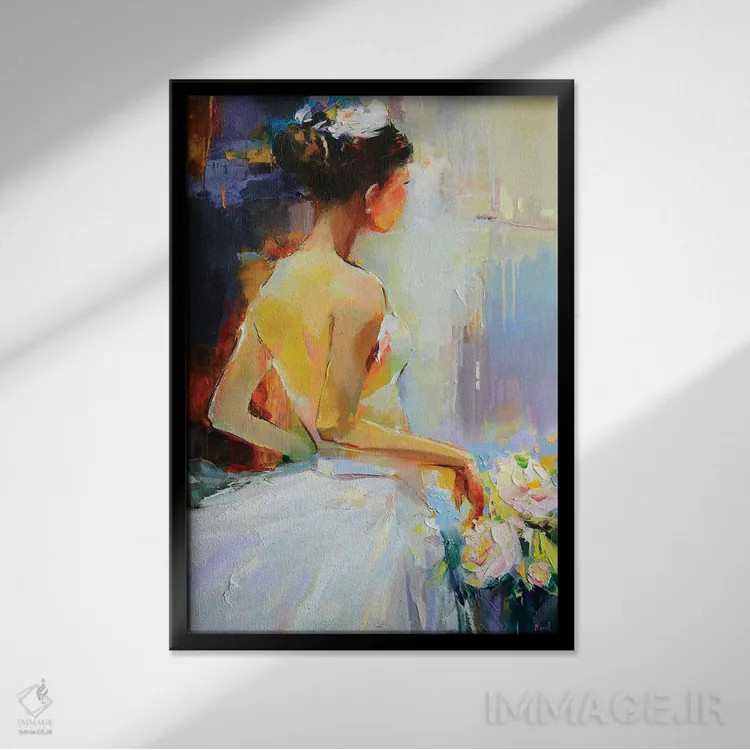 تابلو دکوراتیو مروارید درخشان اثر تاتیانا یابلوئد - نمای قابدار مشکی