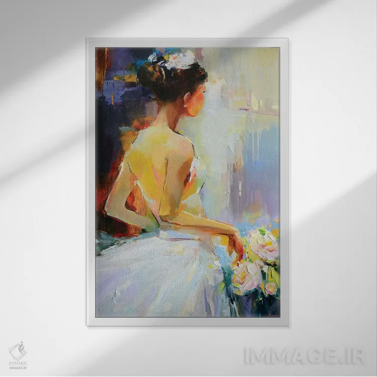 تابلو دکوراتیو مروارید درخشان اثر تاتیانا یابلوئد - نمای قابدار سفید
