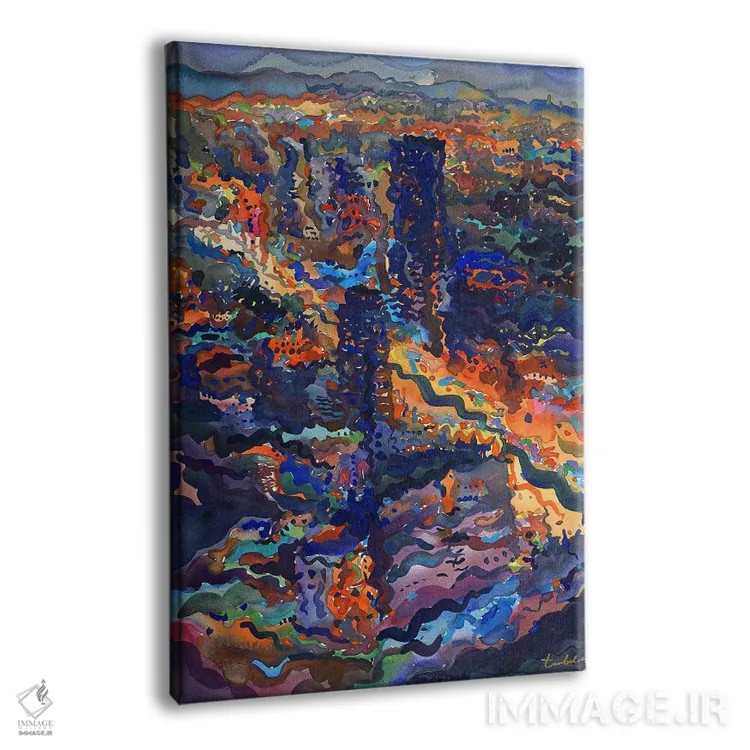 تابلو انتزاعی بانکوک شبانه اثر تانبلیا - نمای پرسپکتیو محصول