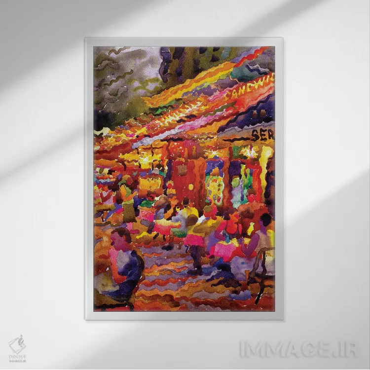 تابلو دکوراتیو کافه عصرگاهی در پاریس اثر تانبلیا - نمای قابدار سفید