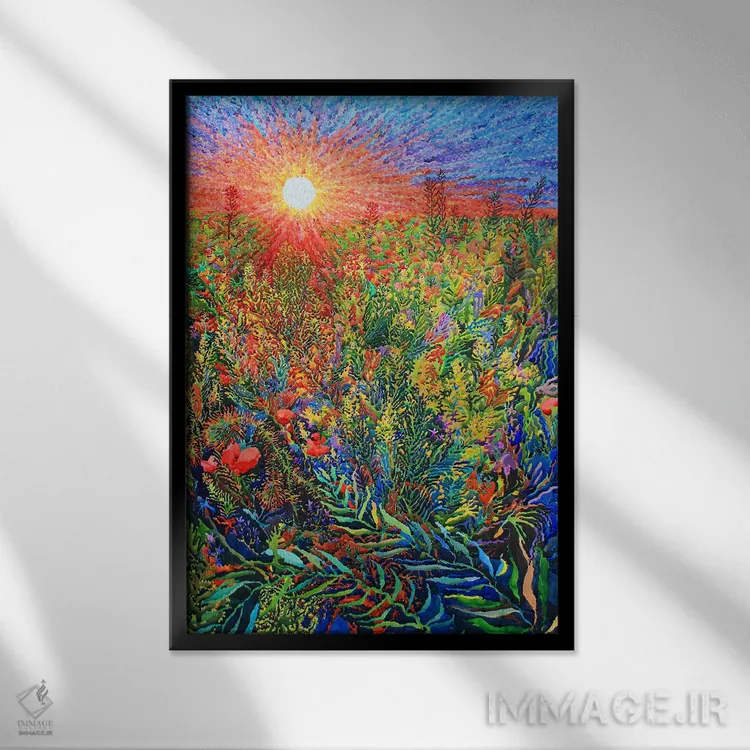 تابلو دکوراتیو در مزرعه کلزا اثر تانبلیا - نمای قابدار مشکی