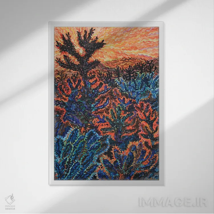 تابلو دکوراتیو غروب در مزرعه تانکه ورده آریزونا اثر تانبلیا - نمای قابدار سفید