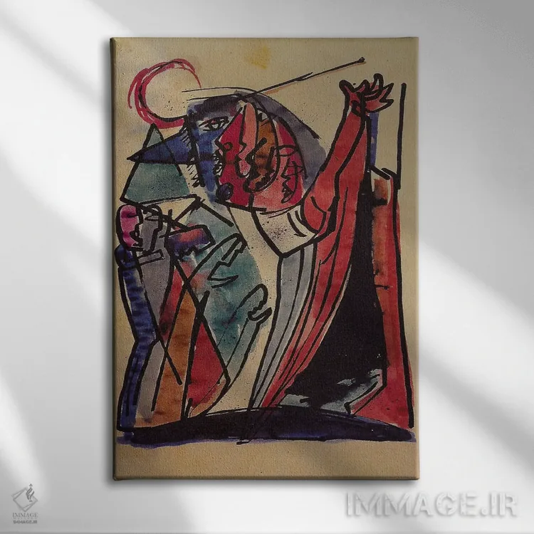 تابلو انتزاعی او برخاسته است اثر رومر بیردن - نمای روبهرو روی دیوار