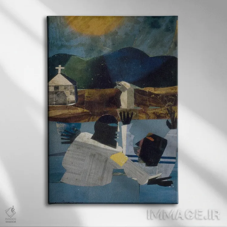 تابلو دکوراتیو 1964,تعمید، ۱۹۶۴ اثر رومر بیردن - نمای روبهرو روی دیوار