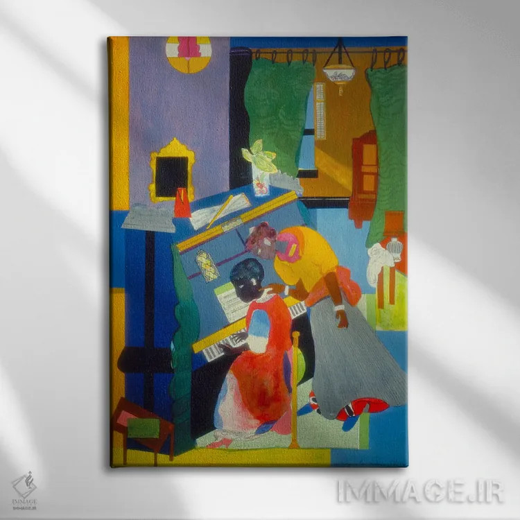 تابلو دکوراتیو درس پیانو اثر رومر بیردن - نمای روبهرو روی دیوار