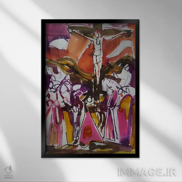 تابلو انتزاعی مصلوب شدن اثر رومر بیردن - نمای قابدار مشکی