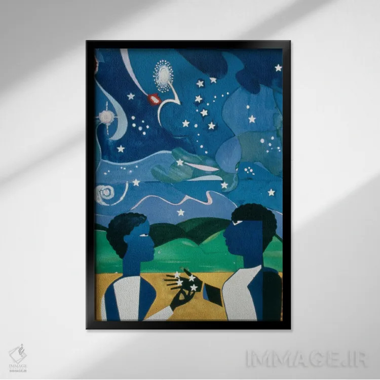 تابلو دکوراتیو دو جهان اثر رومر بیردن - نمای قابدار مشکی