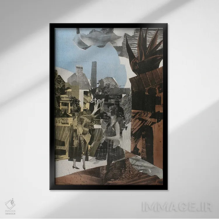 تابلو دکوراتیو دو زن در حیاط هارلم ۲ اثر رومر بیردن - نمای قابدار مشکی