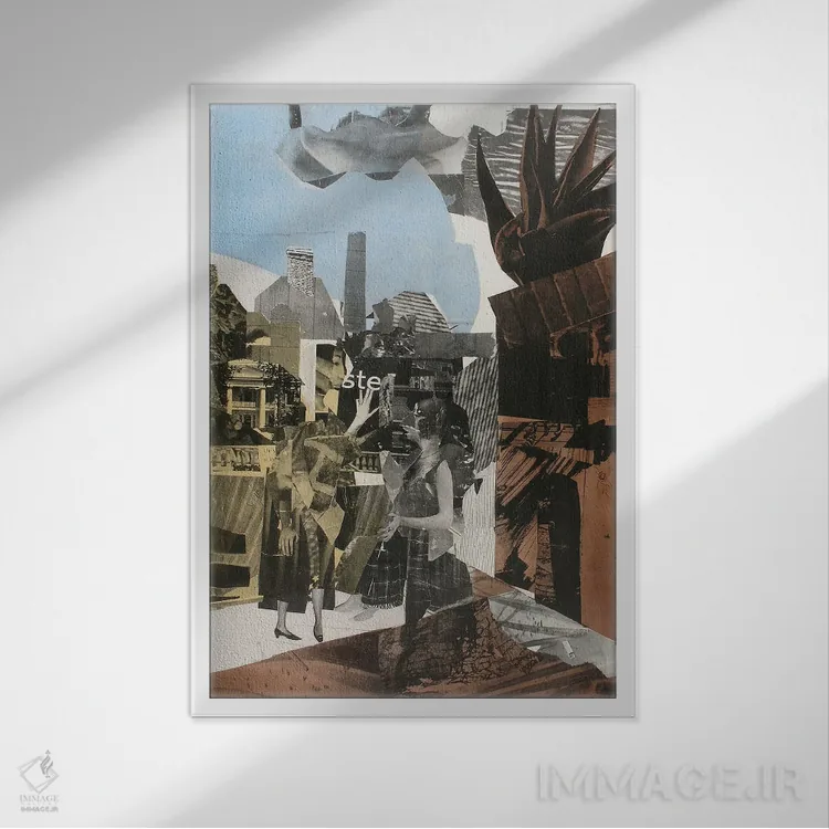 تابلو دکوراتیو دو زن در حیاط هارلم ۲ اثر رومر بیردن - نمای قابدار سفید