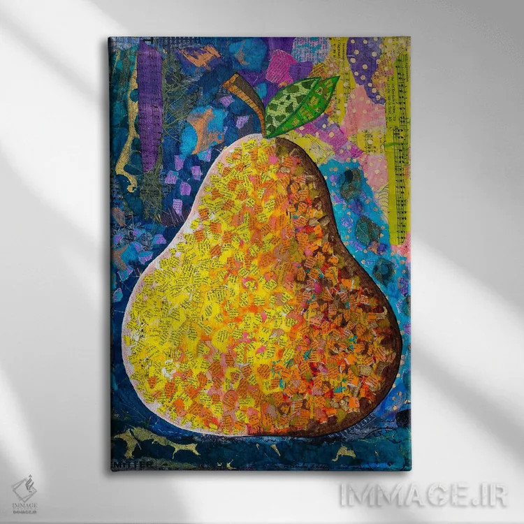 تابلو دکوراتیو گلابی موسیقایی اثر تیل بیولر - نمای روبهرو روی دیوار