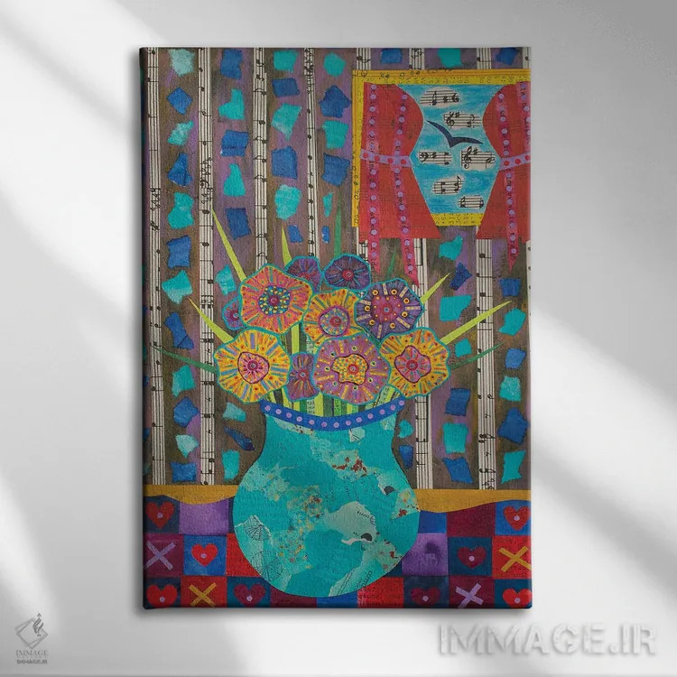 تابلو دکوراتیو دسته گل شادی اثر تیل بیولر - نمای روبهرو روی دیوار