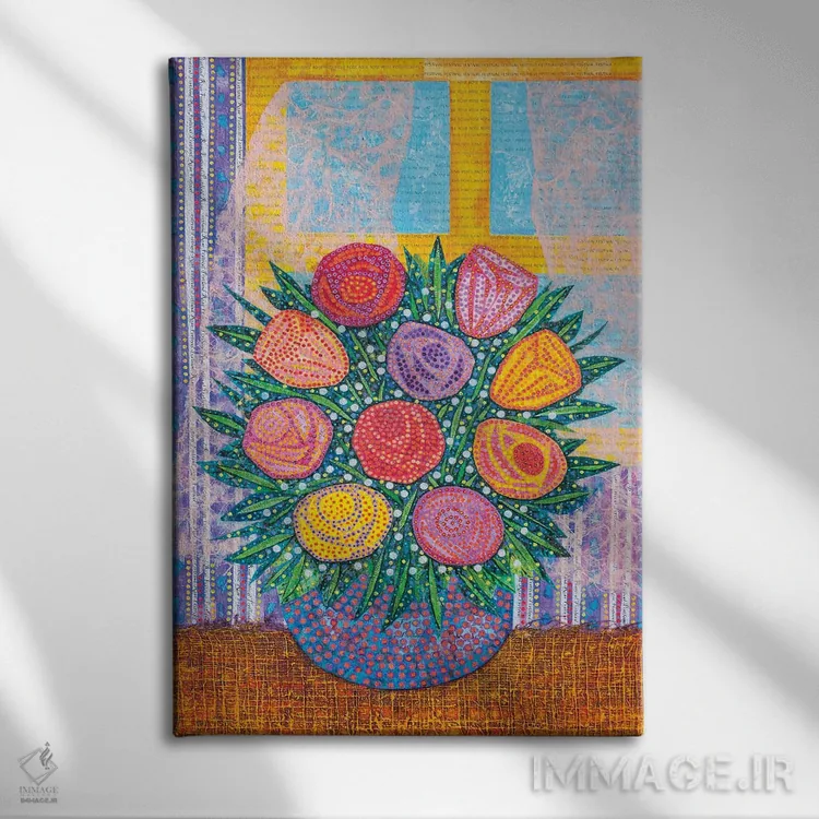 تابلو دکوراتیو دسته گل امید اثر تیل بیولر - نمای روبهرو روی دیوار