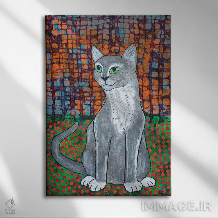 تابلو دکوراتیو گربه خوشحال اثر تیل بیولر - نمای روبهرو روی دیوار