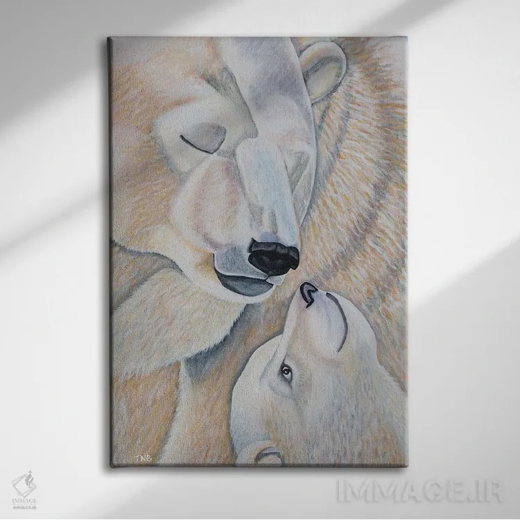 تابلو دکوراتیو عشق خرس قطبی اثر تیل بیولر - نمای روبهرو روی دیوار
