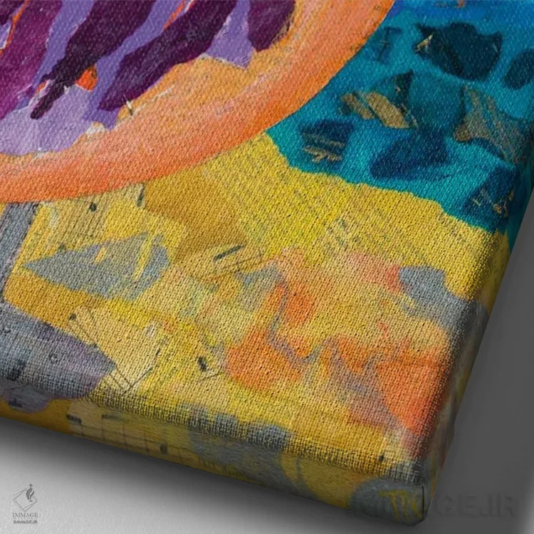 تابلو دکوراتیو پلیکان اثر تیل بیولر - نمای نزدیک بافت بوم