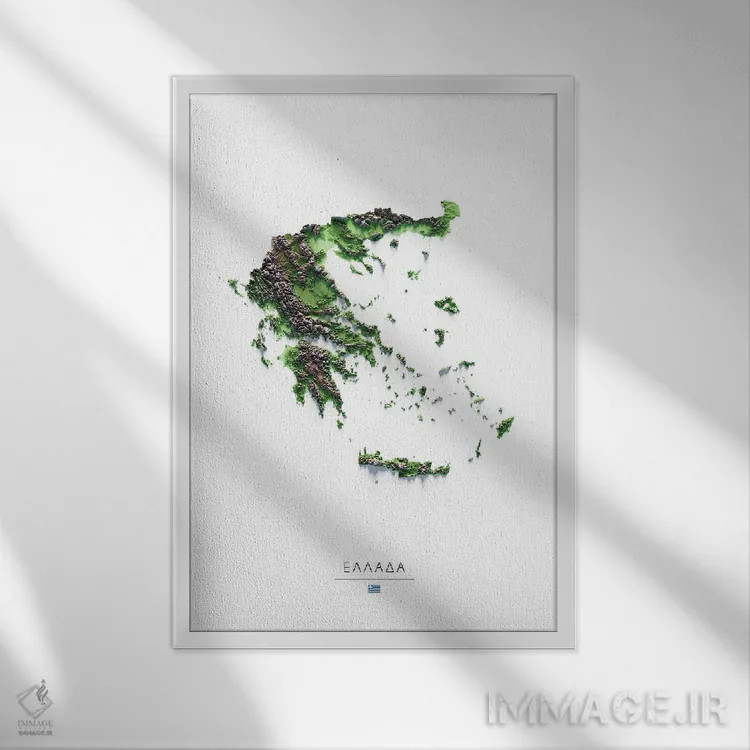 تابلو دکوراتیو یونان اثر تروبات مپس - نمای قابدار سفید