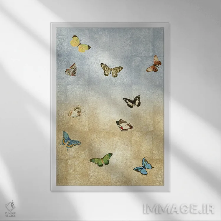تابلو مینیمال دیدار پروانه ها II اثر تینا بلیکلی - نمای قابدار سفید