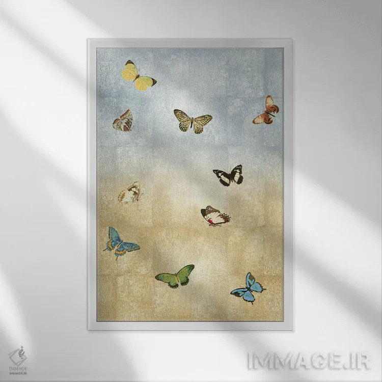 تابلو مینیمال دیدار پروانه ها II اثر تینا بلیکلی - نمای قابدار سفید