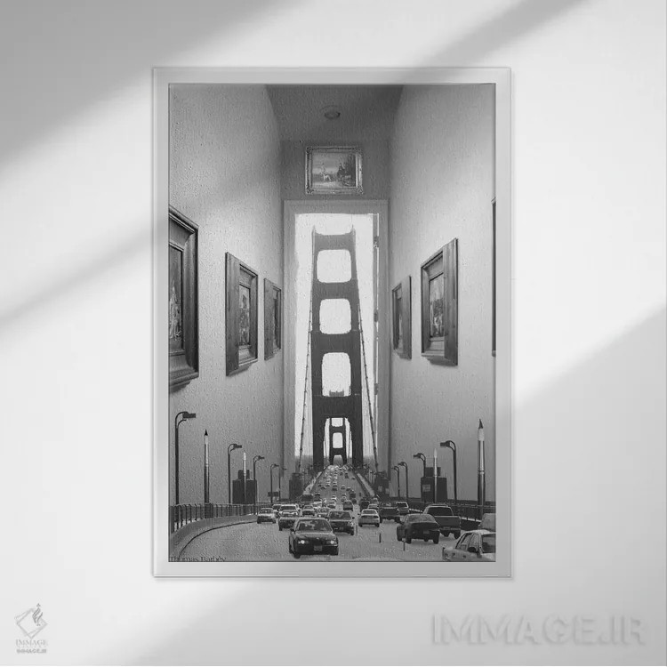 تابلو دکوراتیو گالری خودروگذر اثر توماس باربی - نمای قابدار سفید