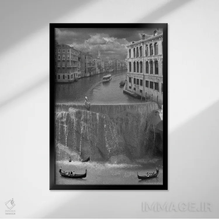 تابلو دکوراتیو دوره فشرده یادگیری زبان ایتالیایی اثر توماس باربی - نمای قابدار مشکی