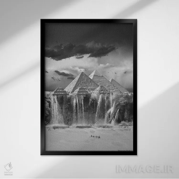 تابلو دکوراتیو ایستگاه شستشوی شتر اثر توماس باربی - نمای قابدار مشکی