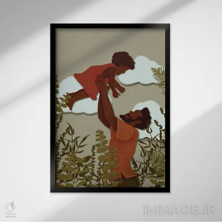تابلو دکوراتیو پدر و دختر اثر تاکو کریتس - نمای قابدار مشکی
