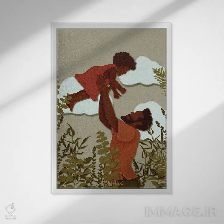تابلو دکوراتیو پدر و دختر اثر تاکو کریتس - نمای قابدار سفید