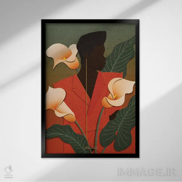تابلو دکوراتیو گل شیپوری اثر تاکو کریتس - نمای قابدار مشکی