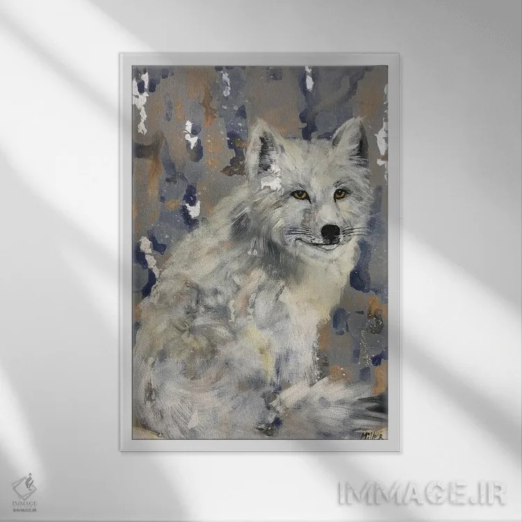 تابلو دکوراتیو روباه قطبی اثر تریسی میلر - نمای قابدار سفید