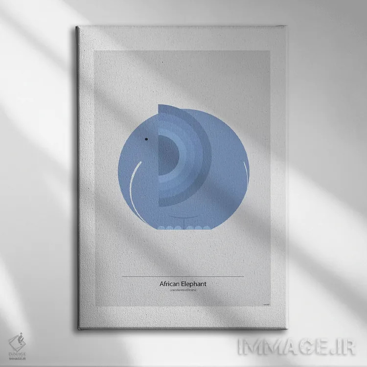 تابلو مدرن فیل اثر توماس دیزاین - نمای روبهرو روی دیوار