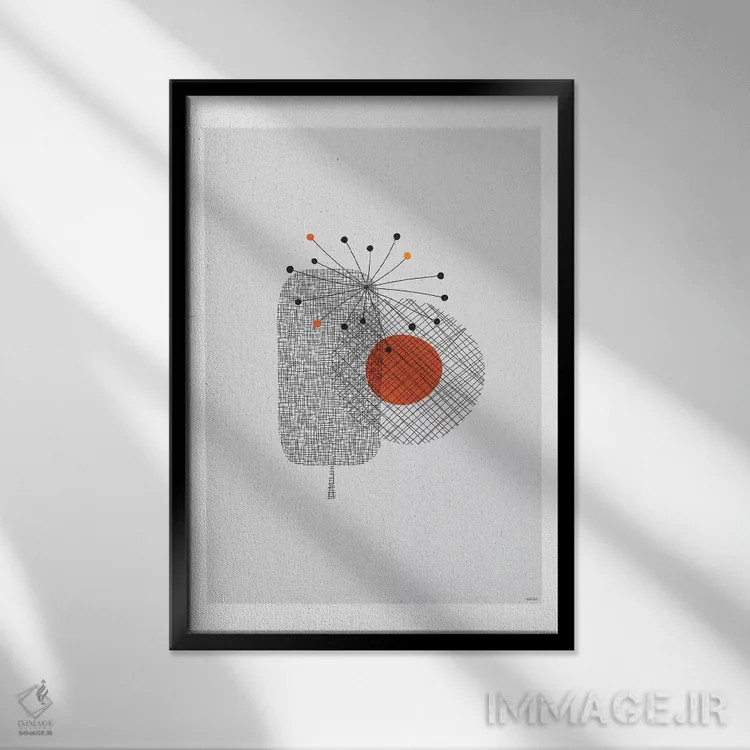 تابلو مینیمال گل ها ۴ اثر توماس دیزاین - نمای قابدار مشکی