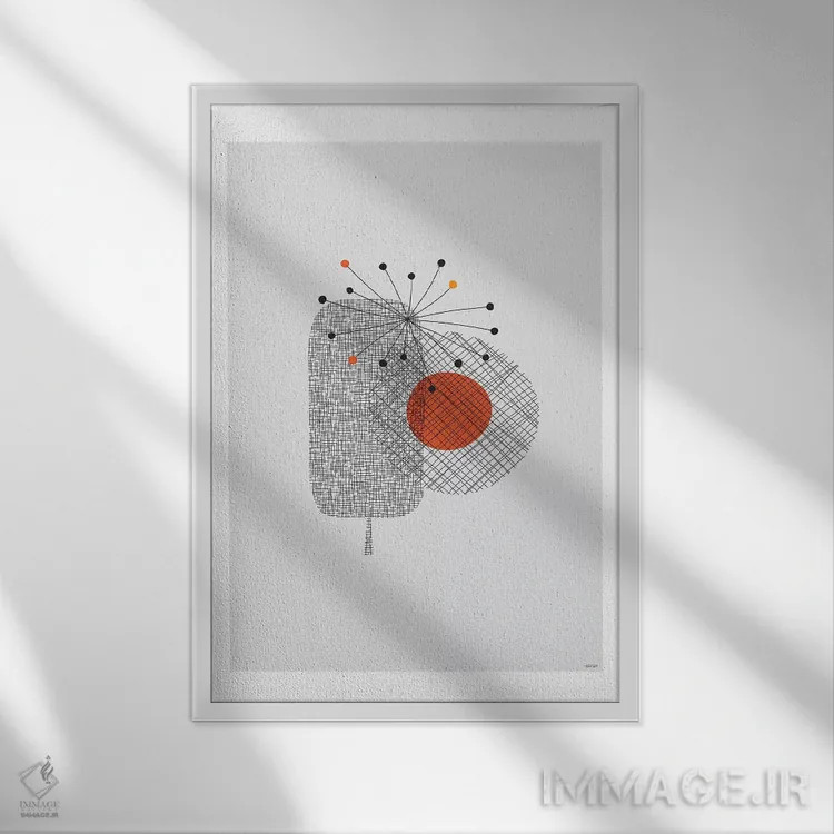تابلو مینیمال گل ها ۴ اثر توماس دیزاین - نمای قابدار سفید