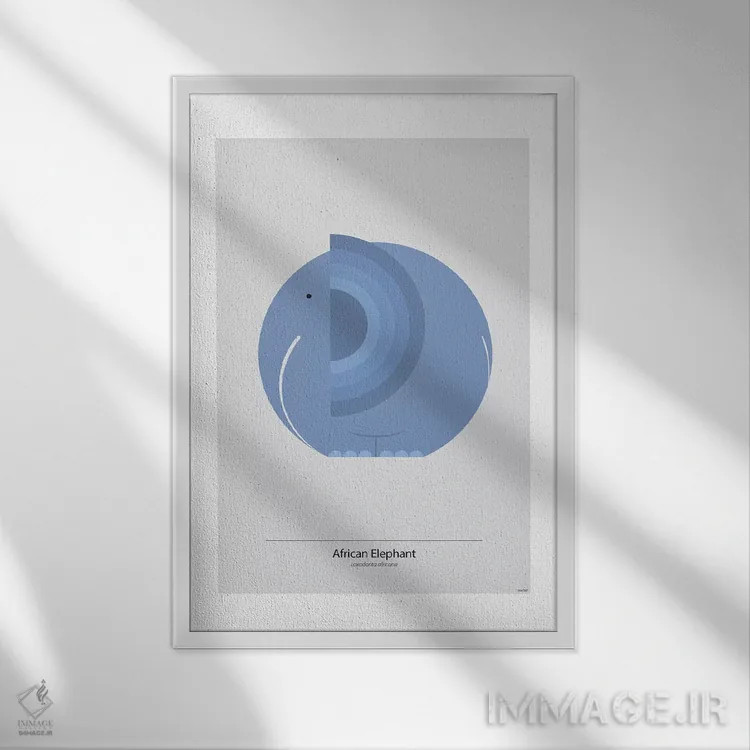 تابلو مدرن فیل اثر توماس دیزاین - نمای قابدار سفید