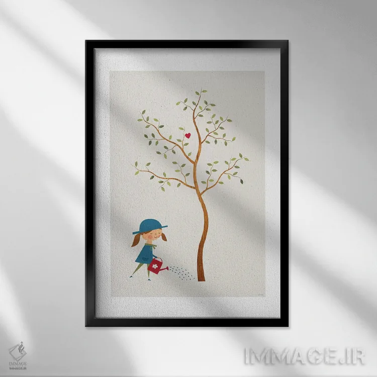 تابلو مدرن باغبان اثر توماس دیزاین - نمای قابدار مشکی