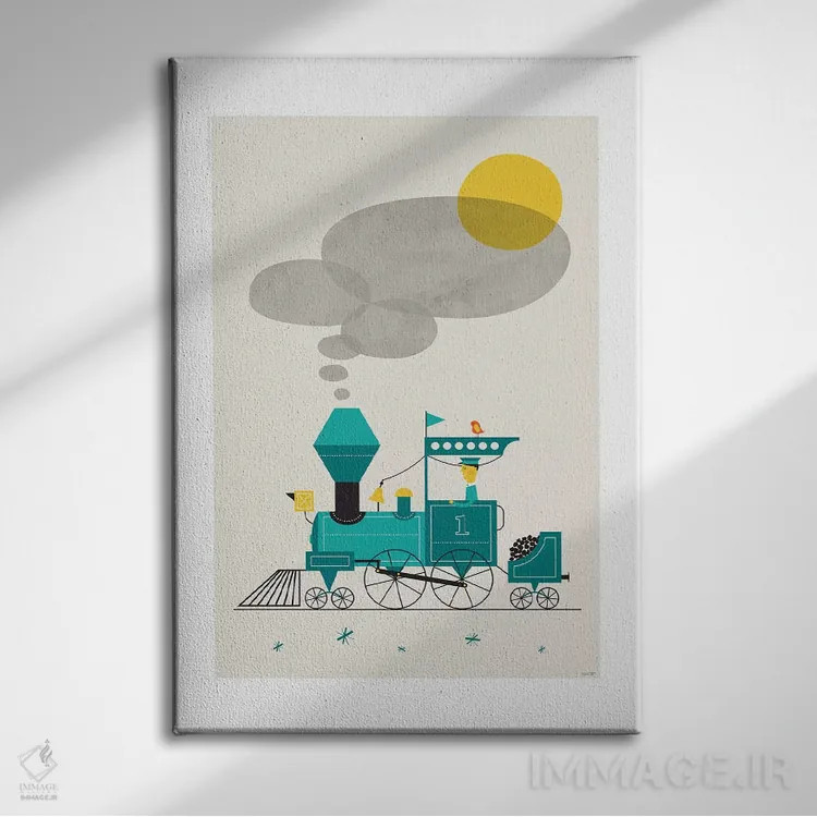 تابلو مدرن لوکوموتیو اثر توماس دیزاین - نمای روبهرو روی دیوار