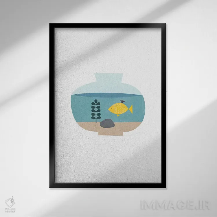 تابلو مدرن ماهی قرمز اثر توماس دیزاین - نمای قابدار مشکی
