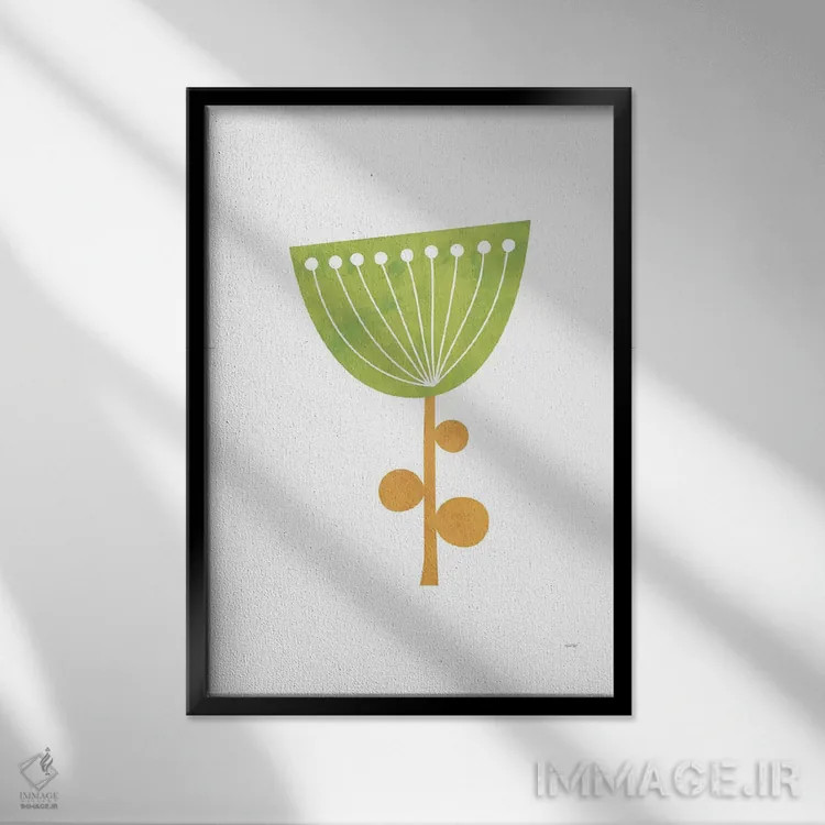 تابلو مینیمال گل های مدرن سه اثر توماس دیزاین - نمای قابدار مشکی
