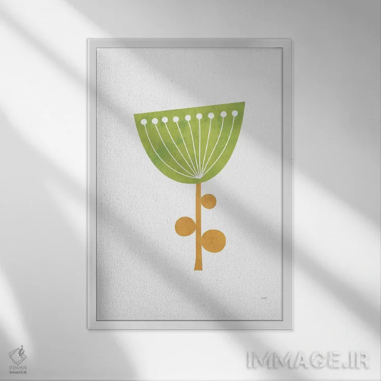 تابلو مینیمال گل های مدرن سه اثر توماس دیزاین - نمای قابدار سفید