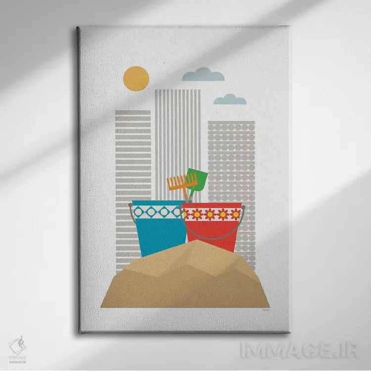 تابلو مدرن جعبه شن اثر توماس دیزاین - نمای روبهرو روی دیوار