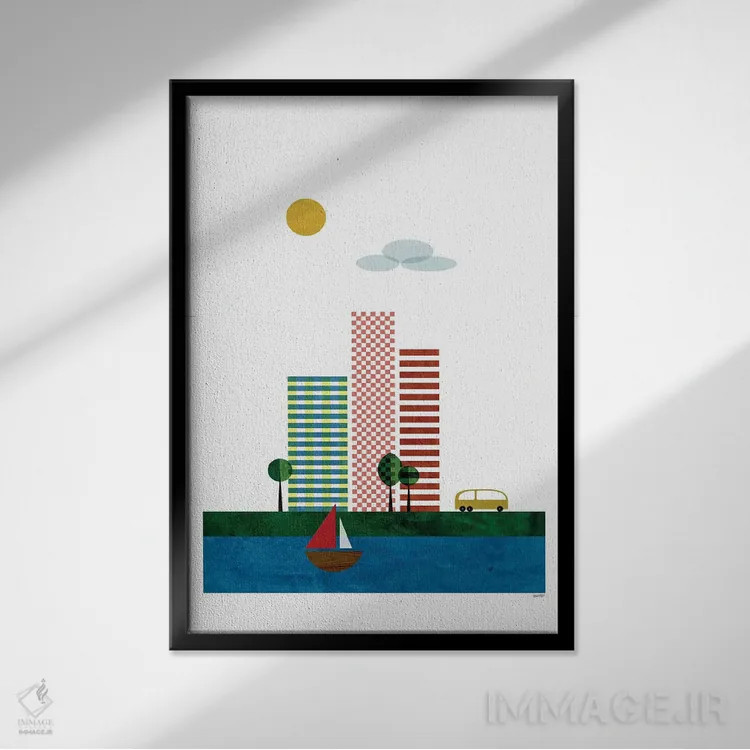 تابلو مدرن آسمان خراش ها اثر توماس دیزاین - نمای قابدار مشکی