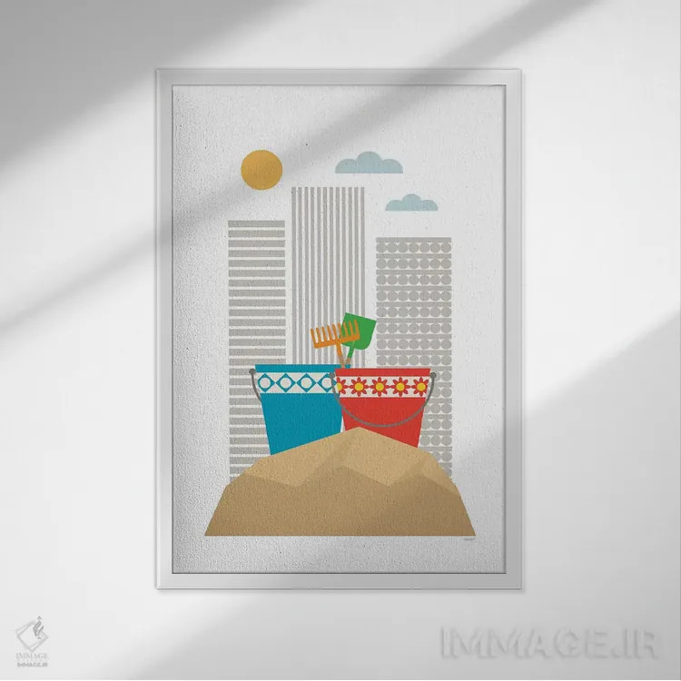 تابلو مدرن جعبه شن اثر توماس دیزاین - نمای قابدار سفید