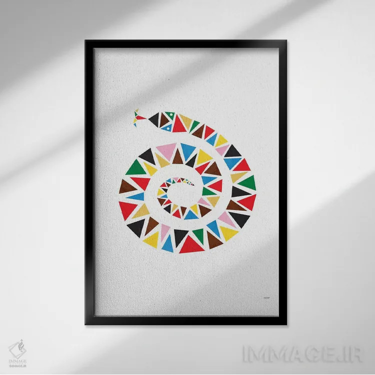 تابلو مدرن رنگ مار اثر توماس دیزاین - نمای قابدار مشکی