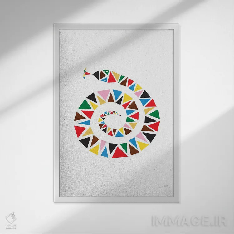 تابلو مدرن رنگ مار اثر توماس دیزاین - نمای قابدار سفید