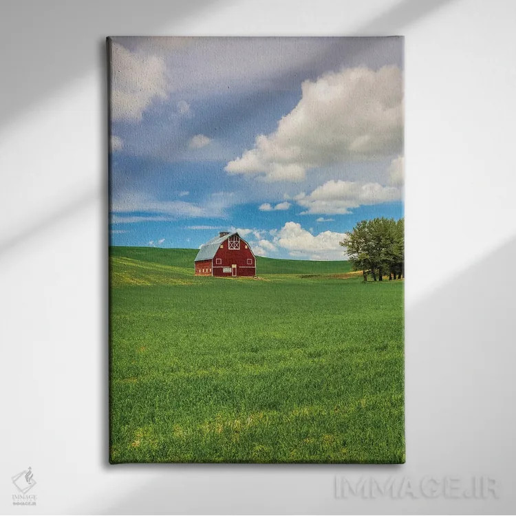 تابلو دکوراتیو Washington State, Red Barn in Spring,آمریکا، واشنگتن، انبار قر… اثر تری اگرز - نمای روبهرو روی دیوار