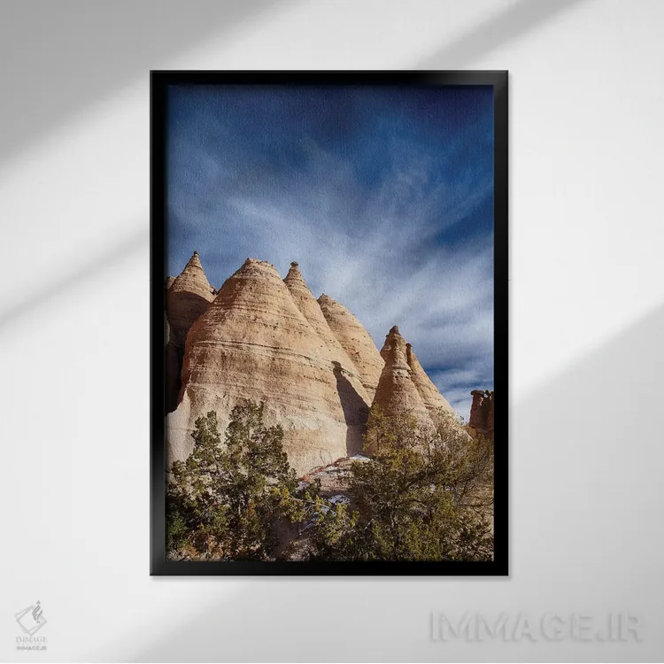 تابلو دکوراتیو New Mexico, Cochiti, Tent Rocks Monument,آمریکا، نیومکزیکو، کو… اثر تری اگرز - نمای قابدار مشکی