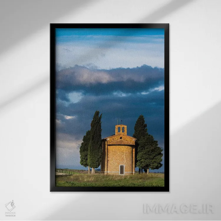 تابلو دکوراتیو Tuscany, Val Di D'Orcia, Vitaleta chapel in the morning.,ایتال… اثر تری اگرز - نمای قابدار مشکی