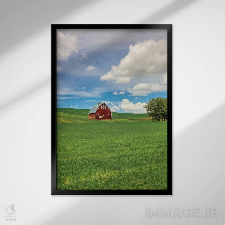 تابلو دکوراتیو Washington State, Red Barn in Spring,آمریکا، واشنگتن، انبار قر… اثر تری اگرز - نمای قابدار مشکی