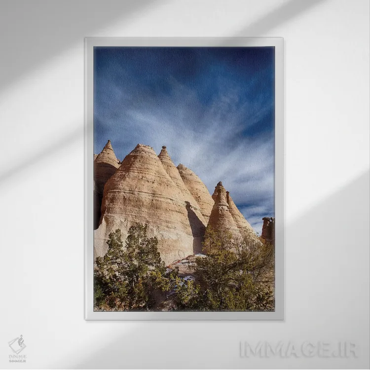 تابلو دکوراتیو New Mexico, Cochiti, Tent Rocks Monument,آمریکا، نیومکزیکو، کو… اثر تری اگرز - نمای قابدار سفید