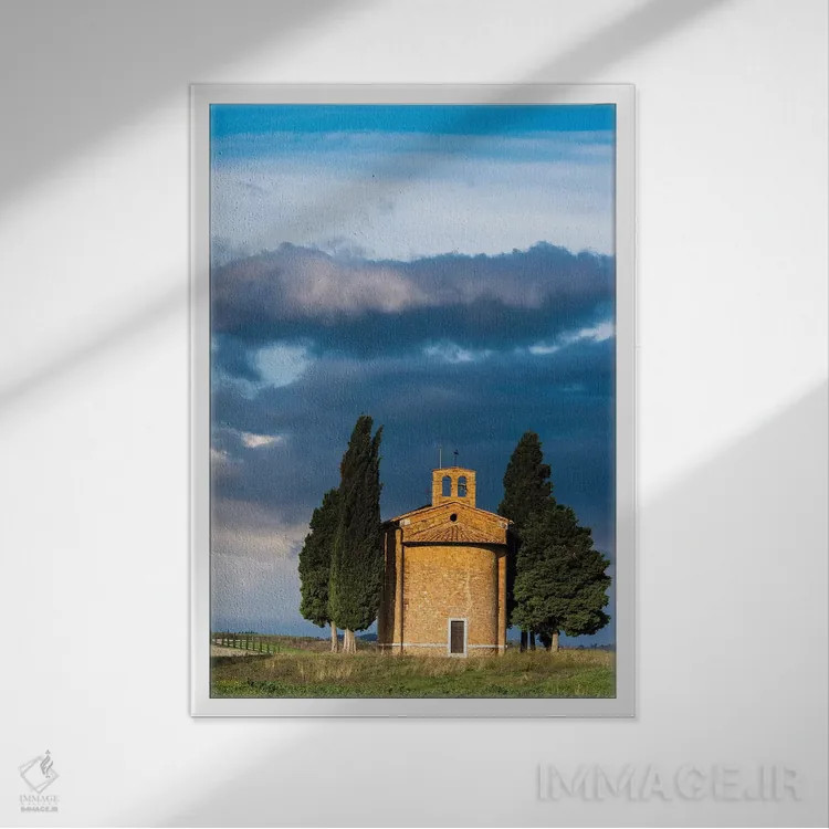 تابلو دکوراتیو Tuscany, Val Di D'Orcia, Vitaleta chapel in the morning.,ایتال… اثر تری اگرز - نمای قابدار سفید