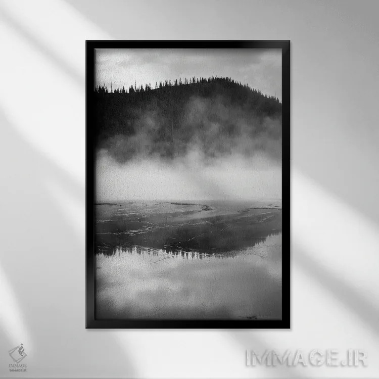 تابلو دکوراتیو یلوستون فوق العاده، سیاه و سفید اثر تیل پروداکشن - نمای قابدار مشکی